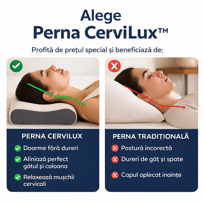 Pernă CerviLux™ - Redescoperă plăcerea de a dormi fără dureri