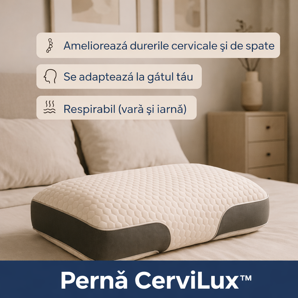 Pernă CerviLux™ - Redescoperă plăcerea de a dormi fără dureri